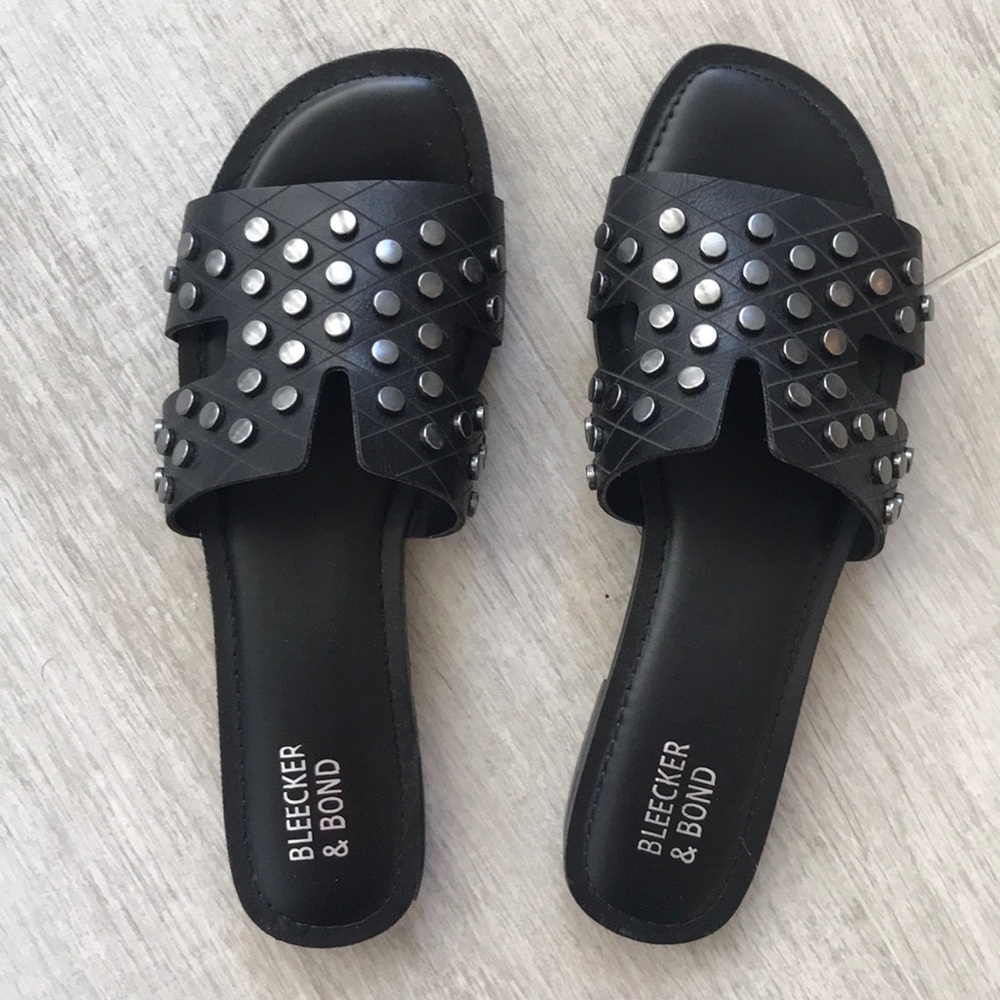 Bleecker & Bond black studded sandal / slide